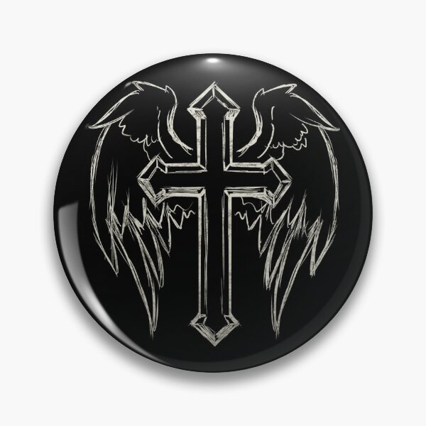 Item preview, Gold Cross with Wings Sketch - Christian T-shirt designed and sold by Chez-Creations.