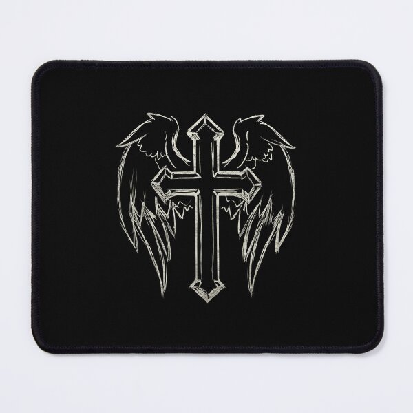 Item preview, Gold Cross with Wings Sketch - Christian T-shirt designed and sold by Chez-Creations.