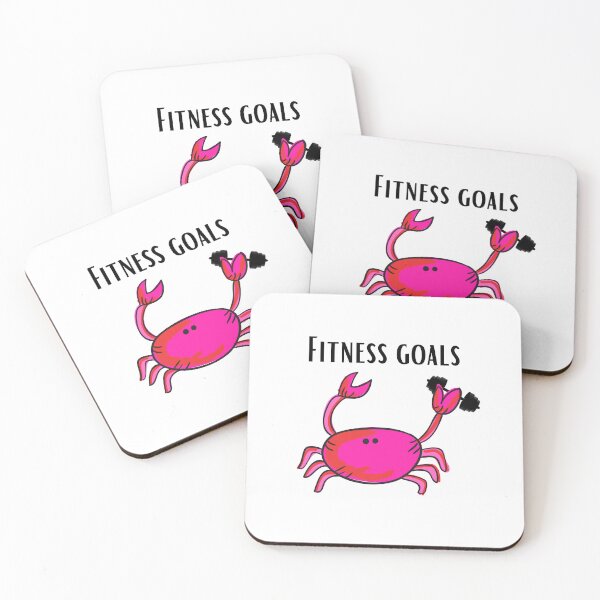 Item preview, FITNESS GOALS CRAB PINK FUNNY WHITE BACKGROUND BAR BELL designed and sold by EllieMonroe.