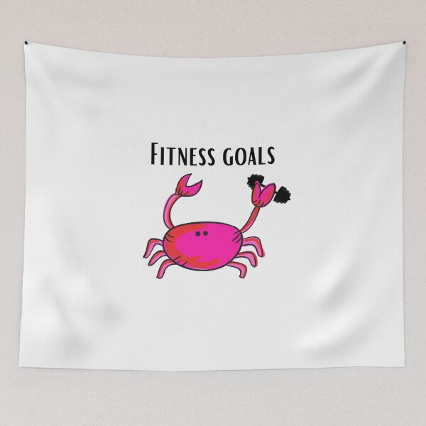 Item preview, FITNESS GOALS CRAB PINK FUNNY WHITE BACKGROUND BAR BELL designed and sold by EllieMonroe.
