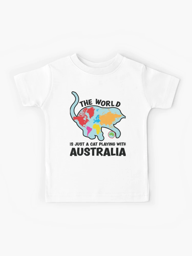 The World Is Just A Cat Playing With Australia Funny World Map Kids T Shirt for Sale by Ake10 Redbubble