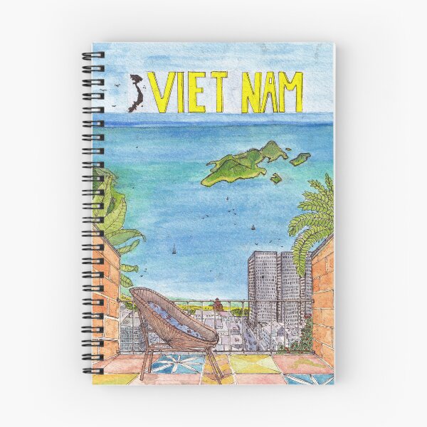 Item preview, Nha Trang Sea Top View Vietnam Watercolor Illustration designed and sold by Wall-Art-Sketch.