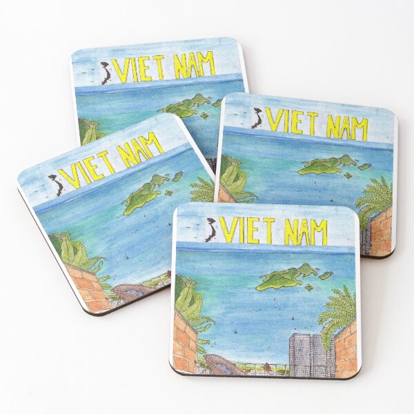 Artikelvorschau, Nha Trang Sea Top View Vietnam Aquarell Illustration entworfen und verkauft von Wall-Art-Sketch.