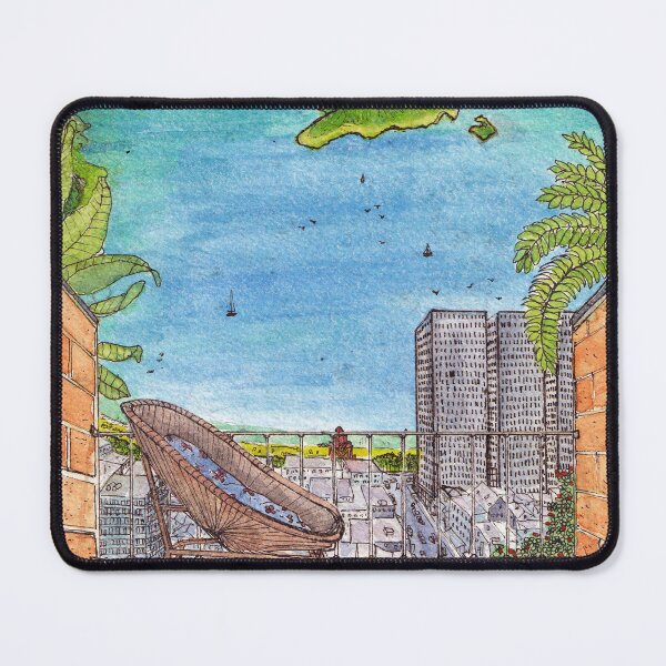 Item preview, Nha Trang Sea Top View Vietnam Watercolor Illustration designed and sold by Wall-Art-Sketch.
