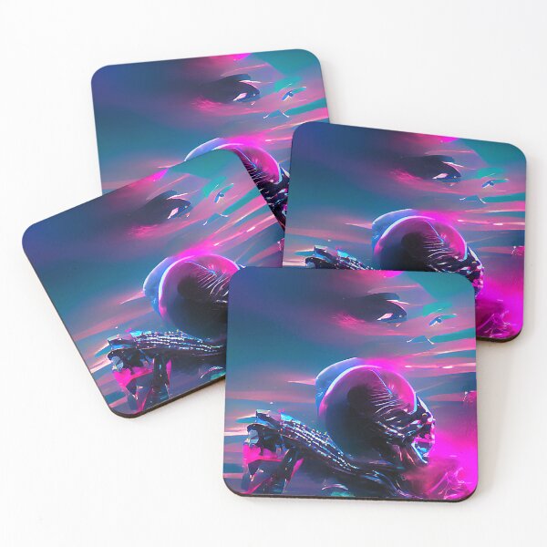 Aperçu de l'œuvre Art extraterrestre abstrait. Couleurs néon Synthwave créée et vendue par Neo-Expression.