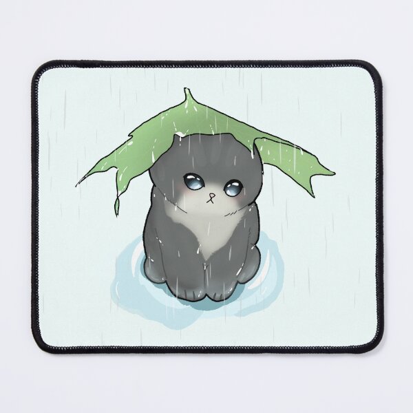 Item preview, Cute cat sitting in rain kawaii blue aesthetic designed and sold by Loveartse.
