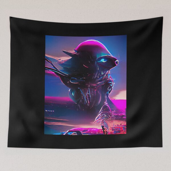 Aperçu de l'œuvre Art abstrait extraterrestre. Couleurs néon Synthwave créée et vendue par Neo-Expression.