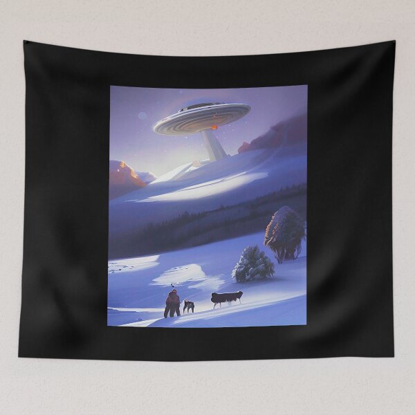 Item preview, Cool UFO Art. Surreal winter landscape designed and sold by Neo-Expression.