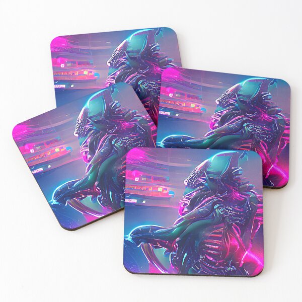 Aperçu de l'œuvre Art extraterrestre abstrait. Couleurs néon Synthwave créée et vendue par Neo-Expression.