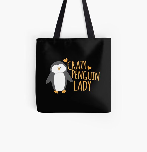 Crazy Penguin Lady All Over Print Tote Bag