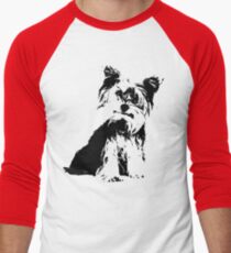 Yorkie Terrier Silhouette Men's Baseball ¾ T-Shirt