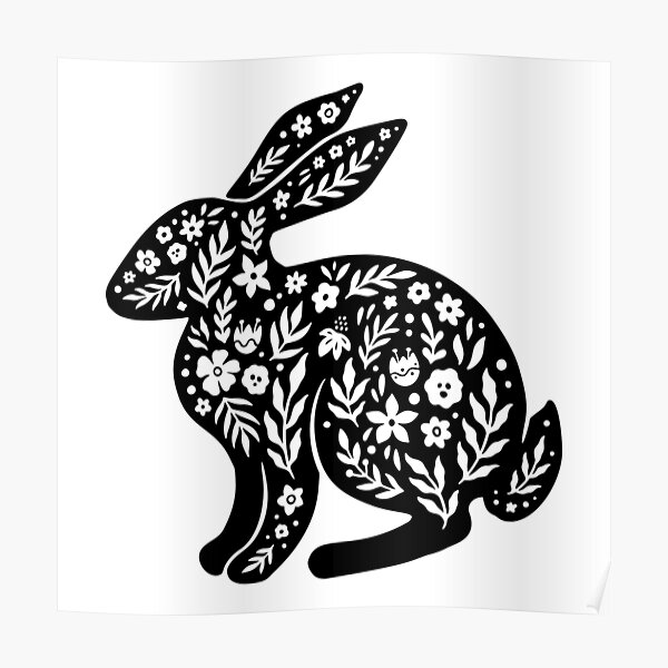 "Cute Flowers Bunny Floral Rabbit 2023" Poster for Sale by Yamurchik