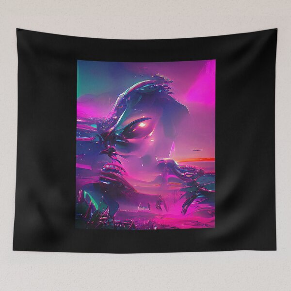 Aperçu de l'œuvre Art extraterrestre surréaliste abstrait. Couleurs synthwave créée et vendue par Neo-Expression.