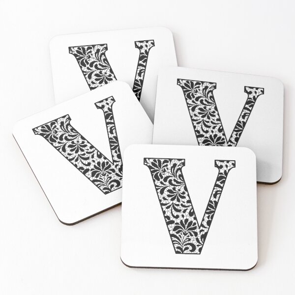 Item preview, The Letter V- Black Lace Botanical Monogram designed and sold by Tasha-design.