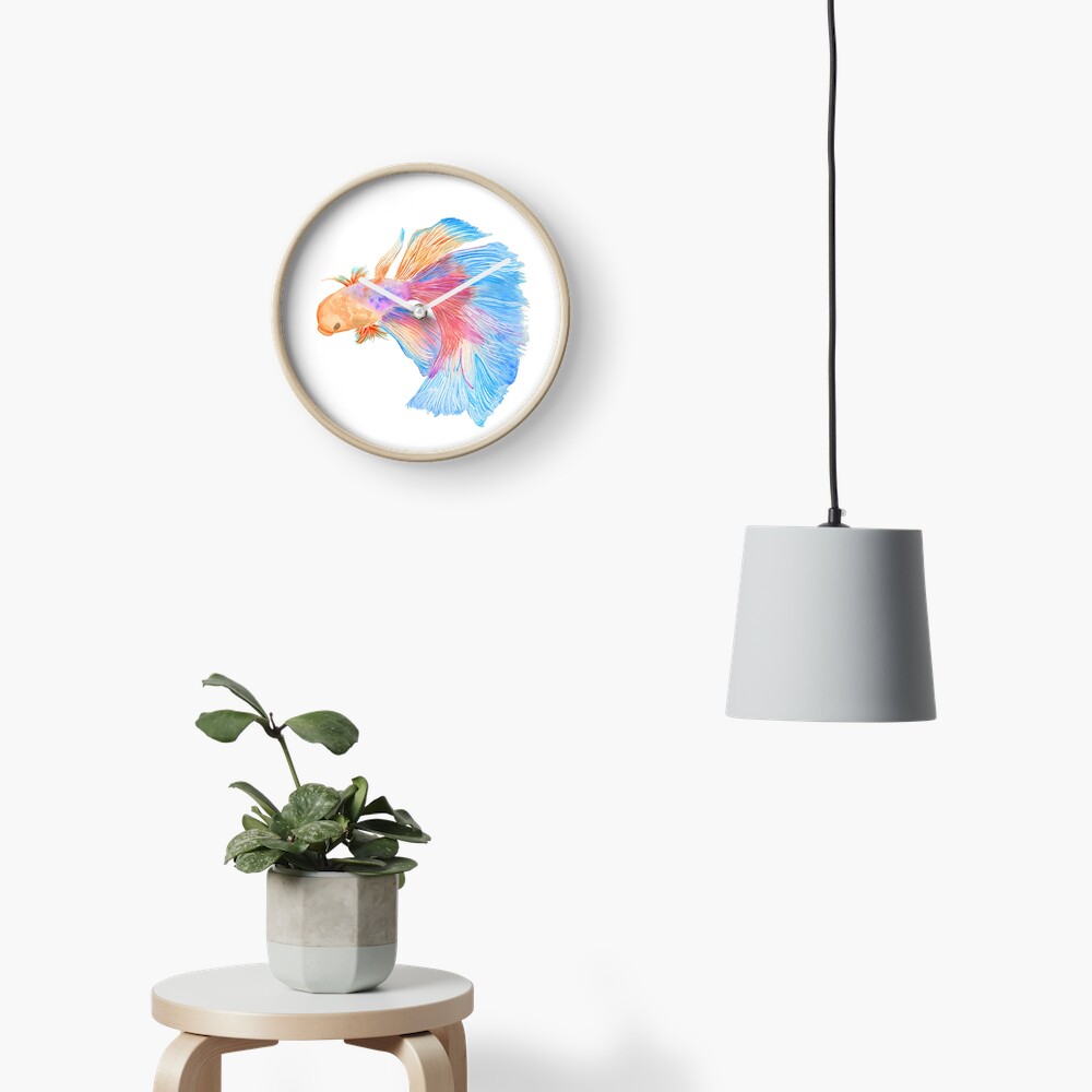 Watercolor beta fish Clock
