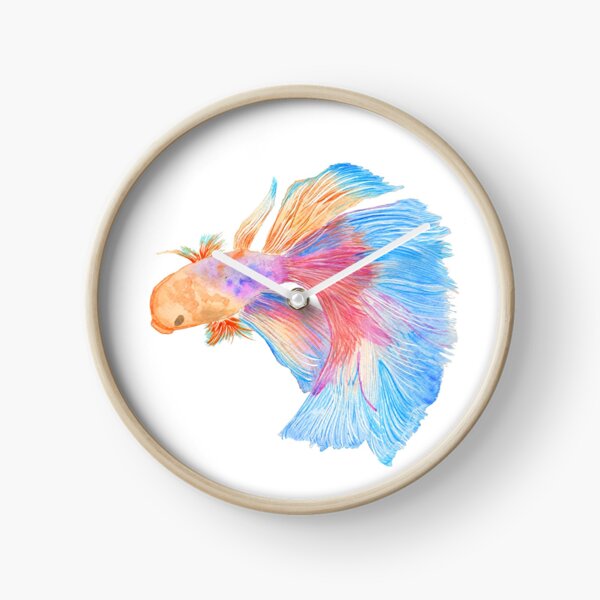 Watercolor beta fish Clock