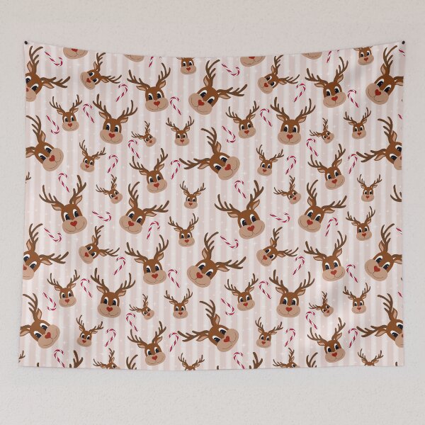 Item preview, Adorable Reindeer Beige Stripes designed and sold by WeArePear.