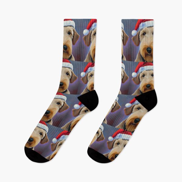 Item preview, Christmas Lakeland Terrier Wearing A Santa Hat designed and sold by ZenEverAI.