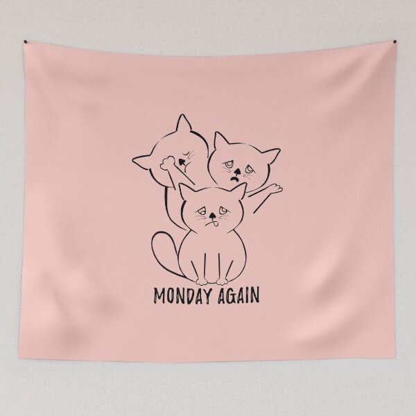 Item preview, Monday again - cat humor - Blue monday - Almost monday designed and sold by stayartsy07.