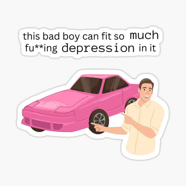 "this bad boy can fit so much depression in it slaps roof of car