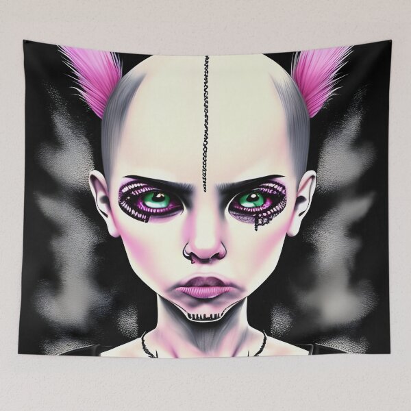 Item preview, Punk girl with pink hair and green eyes designed and sold by Dalive.