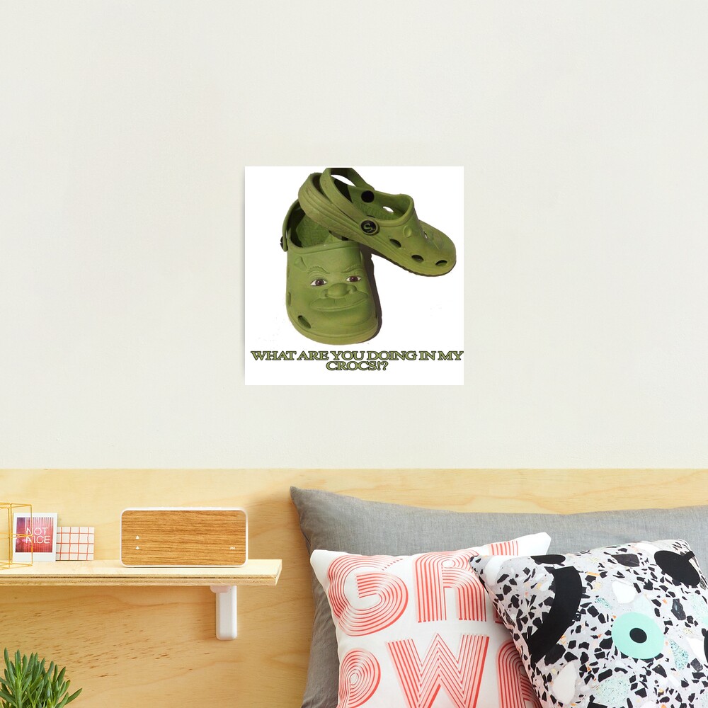What are you doing in my Shrek Crocs  Metal Print for Sale by