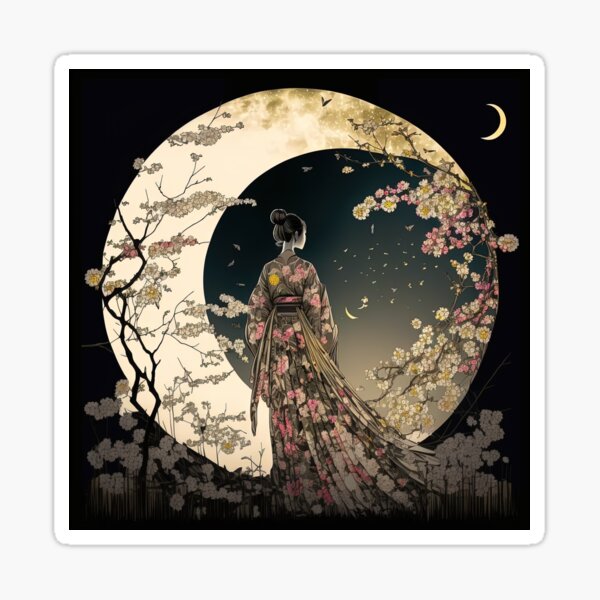 Artikel-Vorschau von Geisha and the Crescent Moon, designt und verkauft von BellasArtStudio.