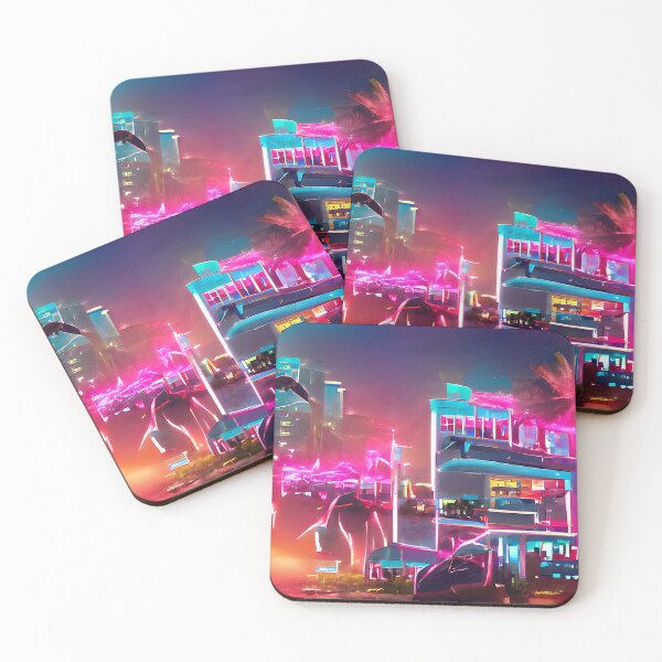 Item preview, Futuristic neon city. Abstract synthwave art. designed and sold by Neo-Expression.