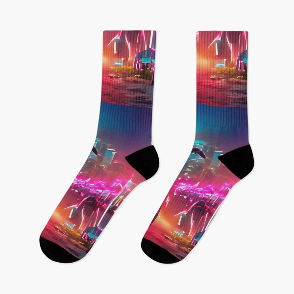 Item preview, Futuristic neon city. Abstract synthwave art. designed and sold by Neo-Expression.