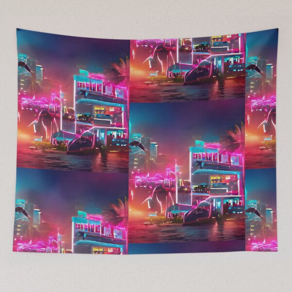 Item preview, Futuristic neon city. Abstract synthwave art. designed and sold by Neo-Expression.