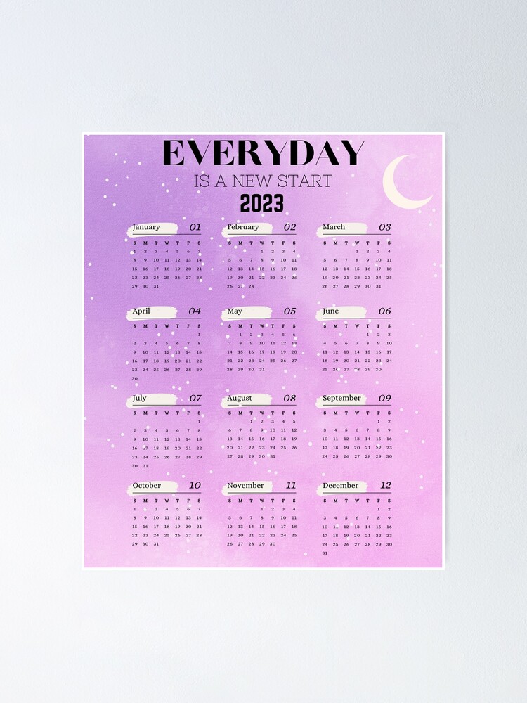 Poster for Sale avec l'œuvre « Calendrier annuel 2023, calendrier