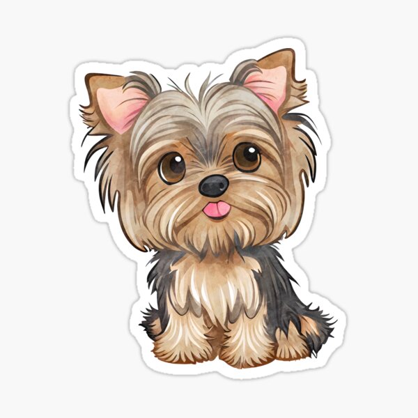 Cute Yorkshire Terrier Cartoon Yorkie Mom Puppy Dog Watercolor Sticker