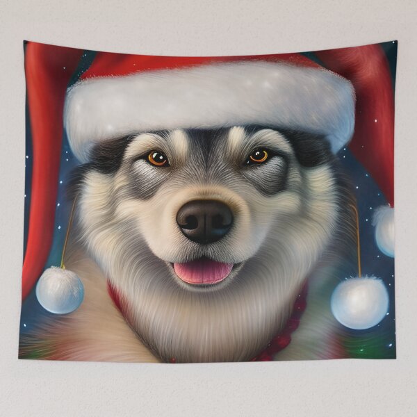 Item preview, Christmas Lapponian Herder Wearing A Santa Hat designed and sold by ZenEverAI.