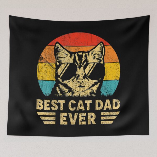 Item preview, Mens Vintage Best Cat Dad Ever Retro Fathers Day Gift Cat Daddy    designed and sold by WallArtKingdom.