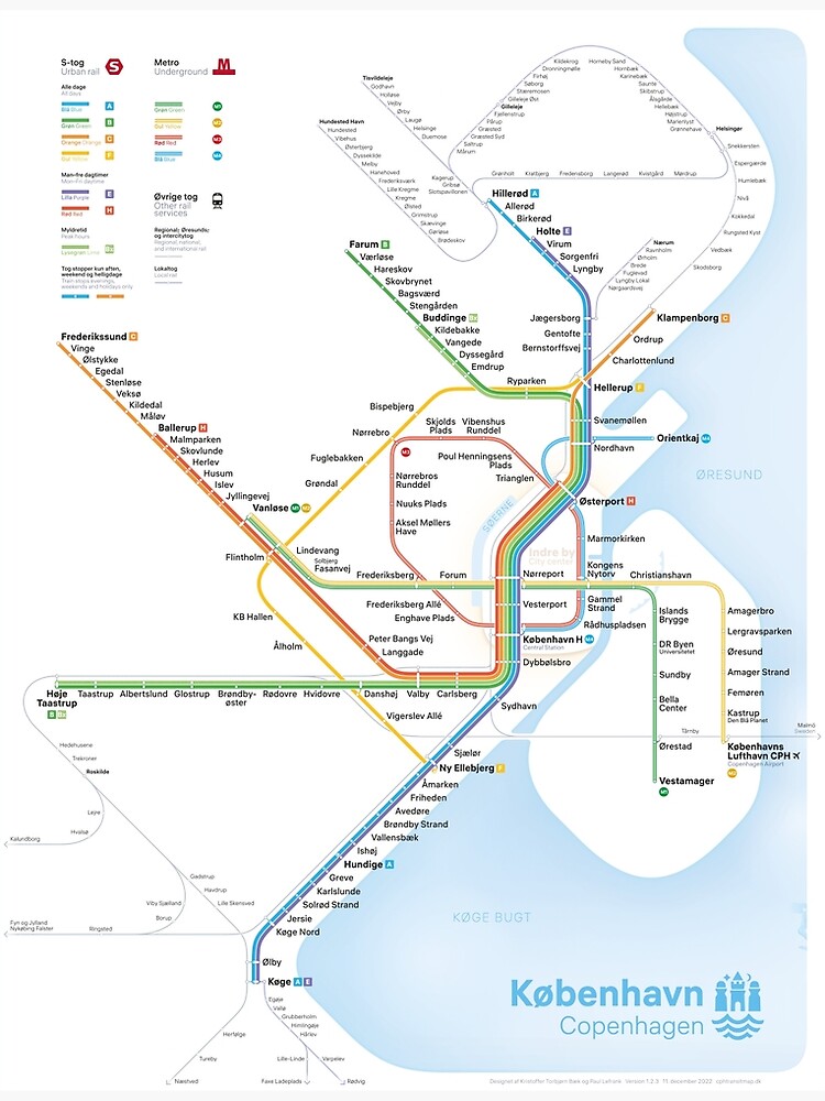 Artwork view, New rapid transit map of Copenhagen (December 11, 2022) designed and sold by Kristoffer Bæk