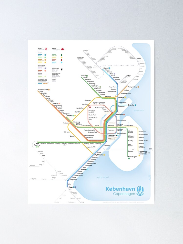 Thumbnail 2 of 3, Poster, New rapid transit map of Copenhagen (December 11, 2022) designed and sold by Kristoffer Bæk.