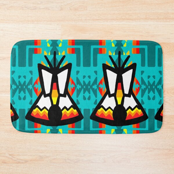 Item preview, Teal / Turquoise / Fire Color / Tipi Native Blanket Print designed and sold by JMWCD.