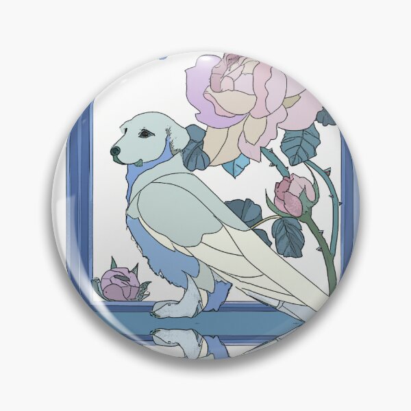 Item preview, Furry Best Friend Dog Angel Art Nuovo Blue Purple designed and sold by SpiritGifts.