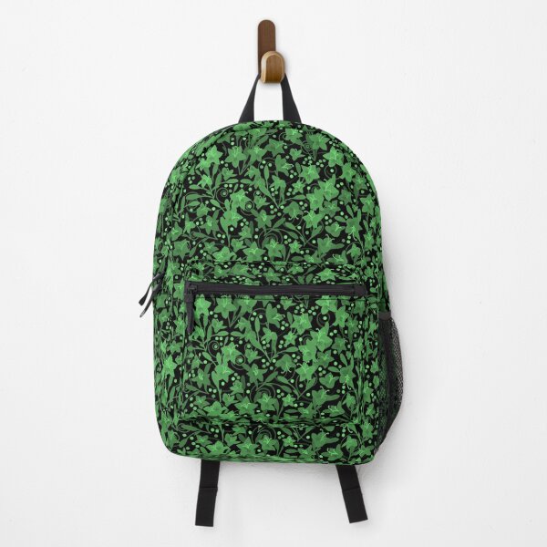 Item preview, Green Monochrome Flower Field Spirals Dots on Black Half-Drop Repeat 5748 designed and sold by Art in My Loft.