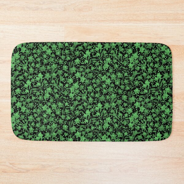 Item preview, Green Monochrome Flower Field Spirals Dots on Black Half-Drop Repeat 5748 designed and sold by Art in My Loft.