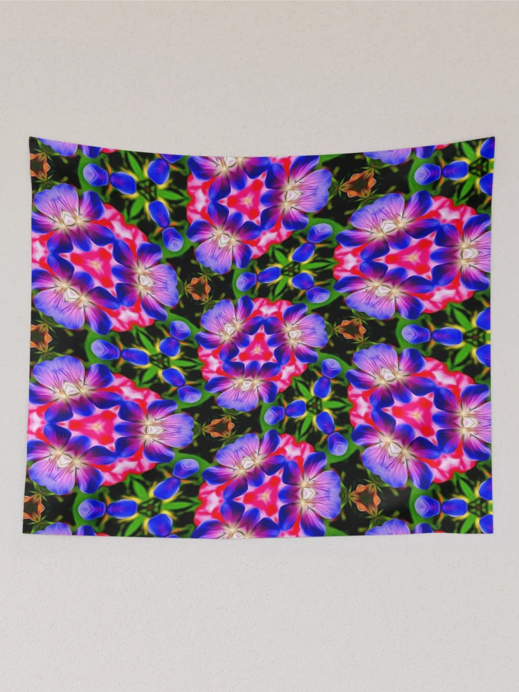 Thumbnail 2 of 3, Tapestry, Colorful Geranium Pattern designed and sold by Patternflower.