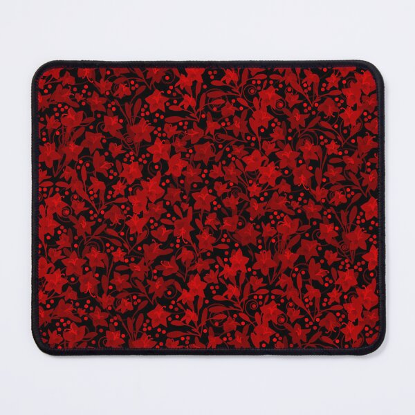 Item preview, Red Monochrome Flower Field Spirals Dots on Black Half-Drop Repeat 5748 designed and sold by Art in My Loft.