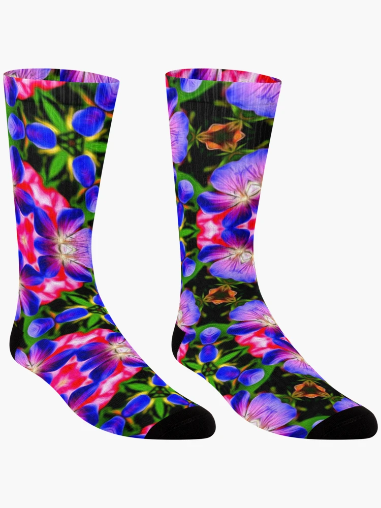 Thumbnail 3 of 5, Socks, Colorful Geranium Pattern designed and sold by Patternflower.