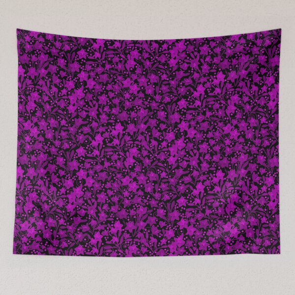 Item preview, Magenta Monochrome Flower Field Spirals Dots on Black Half-Drop Repeat 5748 designed and sold by Art in My Loft.