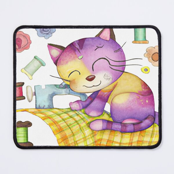 Item preview, Happy kitten sewing and knitting watercolor art designed and sold by vishalraifx.