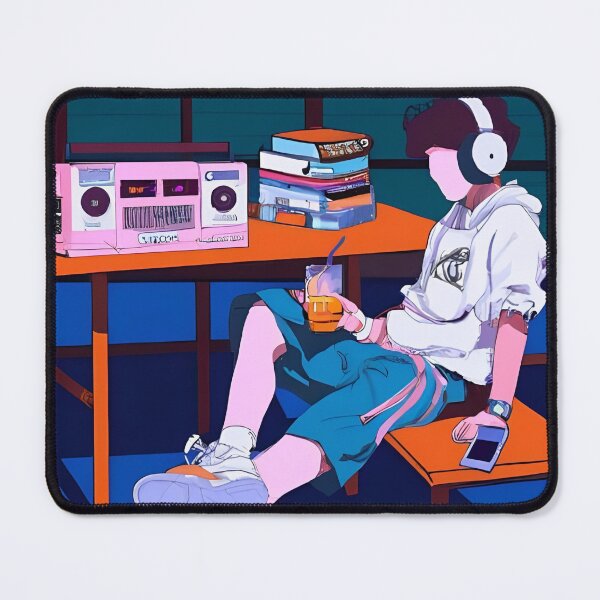 Item preview, Cute Boy with Headphone Chilling - Anime - Retro Future designed and sold by Trendy-Now.