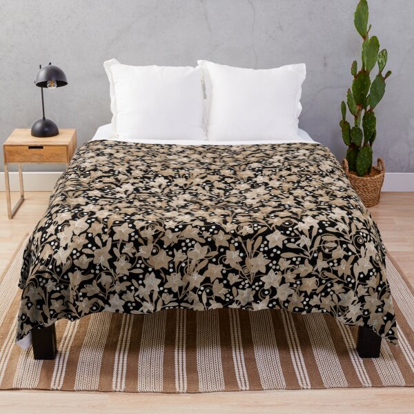 Item preview, Tan Monochrome Flower Field Spirals Dots on Black Half-Drop Repeat 5748 designed and sold by Art in My Loft.