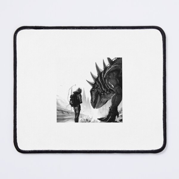 Item preview, man and dinossaur black and white , digital art designed and sold by guik32.