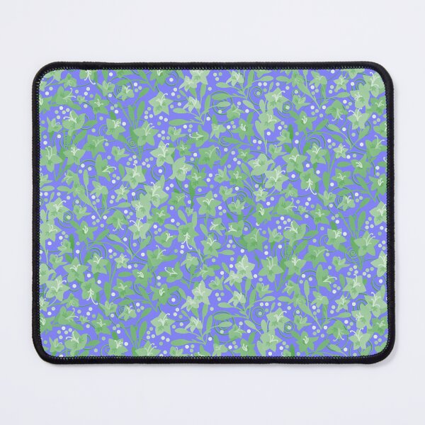 Item preview, Soft Green Monochrome Flower Field Spirals Dots on Blue Half-Drop Repeat 5748 designed and sold by Art in My Loft.