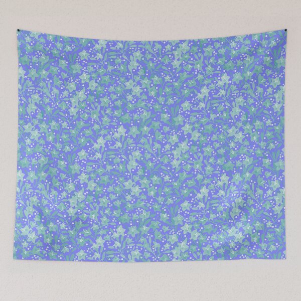 Item preview, Soft Teal Monochrome Flower Field Spirals Dots on Blue Half-Drop Repeat 5748 designed and sold by Art in My Loft.